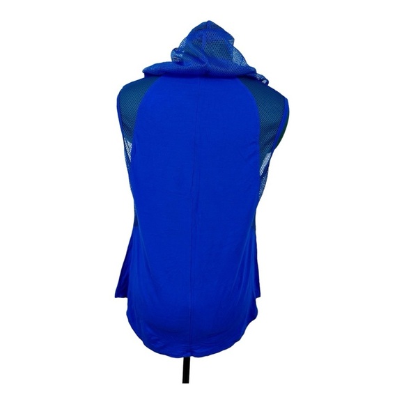 Women’s side mesh hooded athletic top in Royal Blue NWOT - Picture 3 of 6